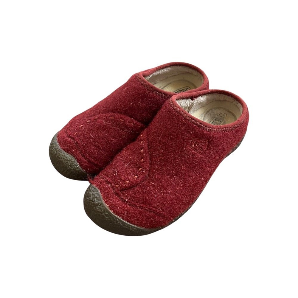 KEEN Howser Wool Slide Slippers Beet Red Felt Clogs Womens 7 5355-MBRN